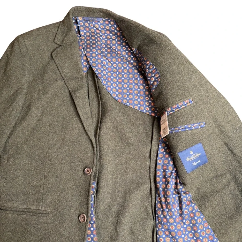 Brooks Brothers Fitzgerald Olive Green Wool Blazer Mens 38R 4802-001TA1